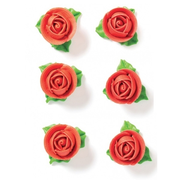 Decora Zuckerdekor "Rote Rosen", 6 Rosen mit Blättern | MEINCUPCAKE Shop