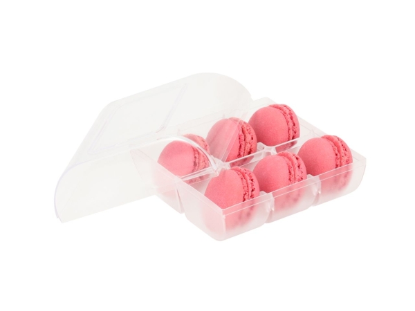 Macaron-Halbschalen 12 Stück rot in 6er Box transparent