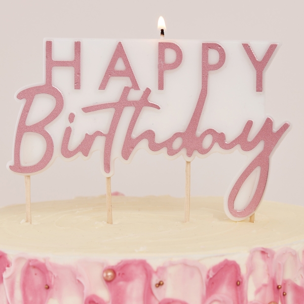 Geburtstagskerze Happy Birthday Pink Glitzer