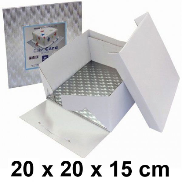 Tortenkarton inkl. Cake Board, quadratisch, 20 cm