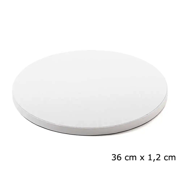 Cake Board, Weiß, Rund, 36 cm, ~1,2 cm dick