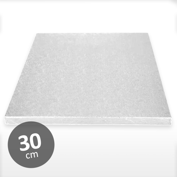 Cake Board, Silber, Quadrat, 30 cm, ~1,2 cm dick