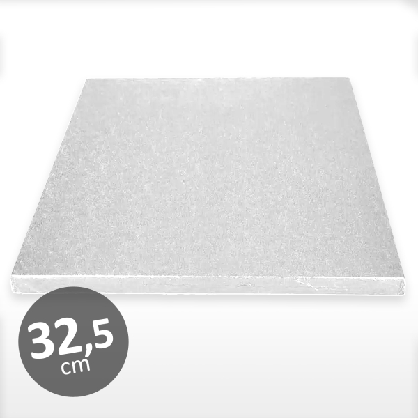 Cake Board, Silber, Quadrat, 32,5 cm, ~1,2 cm dick