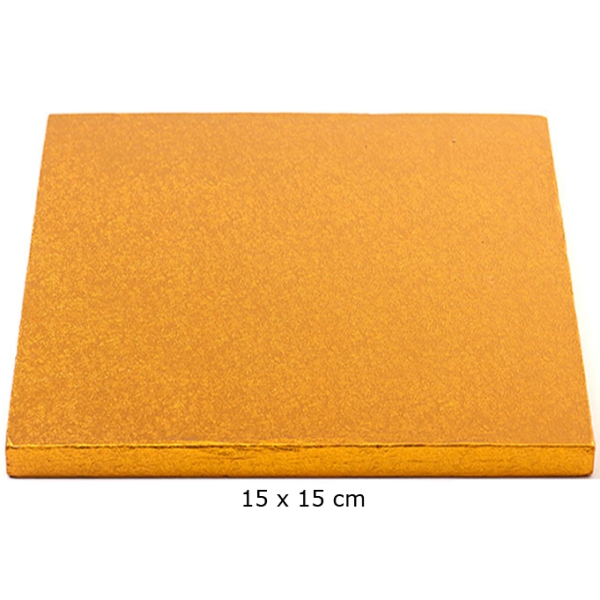 Cake Board, Orange, Quadrat, 15 cm, ~1,2 cm dick