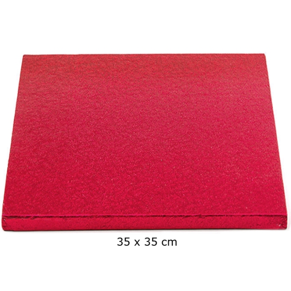 Cake Board, Rot, Quadrat, 35 cm, ~1,2 cm dick