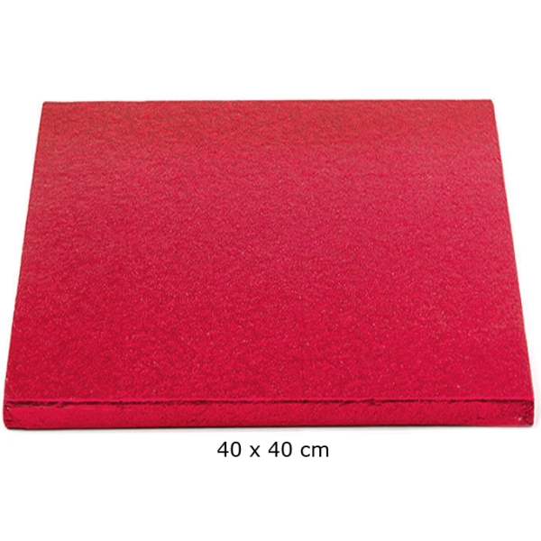 Cake Board, Rot, Quadrat, 40 cm, ~1,2 cm dick