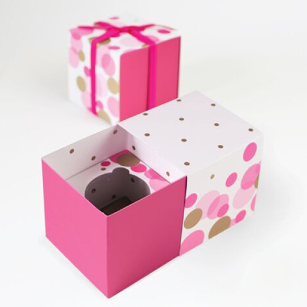 Cupcake-Boxen "Punkte", Pink/Gold, 6 Stück
