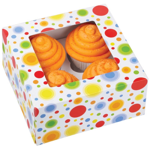Cupcake-Boxen 'Celebrate' für 4 Cupcakes, 3 Stk.