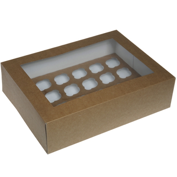 Cupcake Box für 24 Mini Cupcakes, kraftpapier, braun, 2 Stück