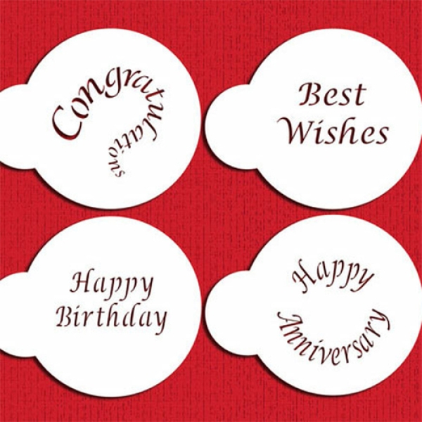 Cupcake-Schablone Set 'Happy Birthday', 5 cm, 4 Stk.