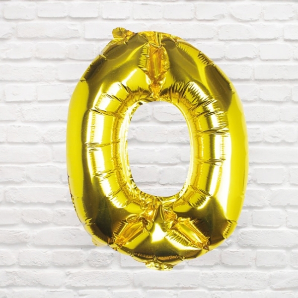 Folienballon "Zahl 0", Gold, 40 cm