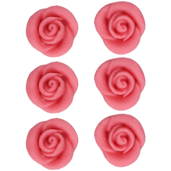 6 Marzipan Rosen, pink ca. 2,5 cm, FunCakes