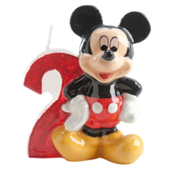 Geburtstagskerze "Micky Maus", Zahl 2, 6,5 cm