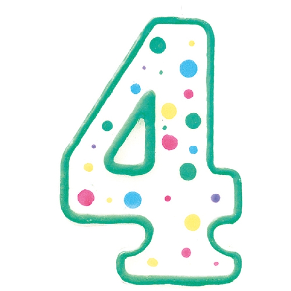 Zahlenkerze für Geburtstagstorte, grün "Zahl 4",