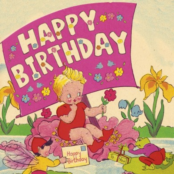 Geburtstagskarte mit Umschlag, 'vintage Kid'