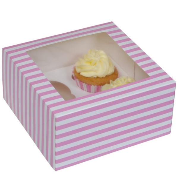 Cupcake Box für 4 Cupcakes, Pink Zirkus, 2 Stück