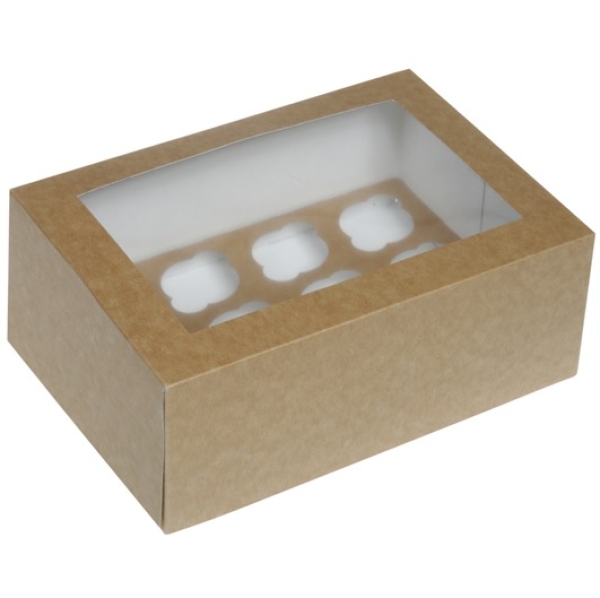 HoM Cupcake Box für 12 mini Cupcakes, kraftpapier, braun
