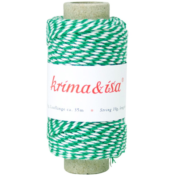 Krima Isa Garn-Rolle, grün-weiß, 1 mm stark, 35 m