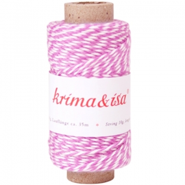 Krima Isa Garn-Rolle, rosa-weiß, 1 mm stark, 35 m