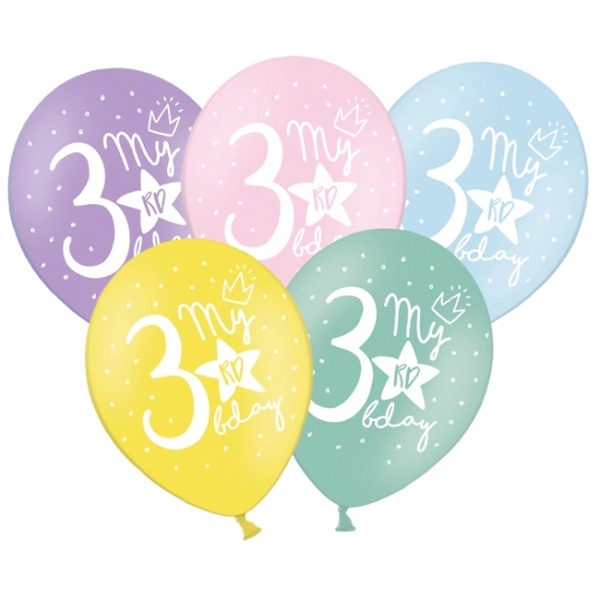 Luftballons Zahl '3' Pastell