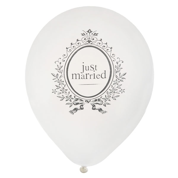 Luftballons "Just Married", 8 Stück, 23 cm