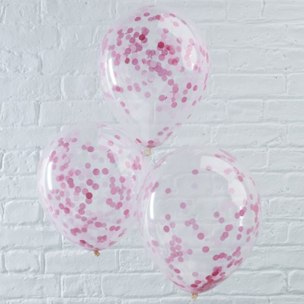 Luftballons "Rosa Konfetti", 5 Stück, 30 cm