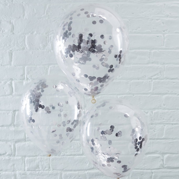 Luftballons "Silbernes Konfetti", 5 Stück, 30 cm