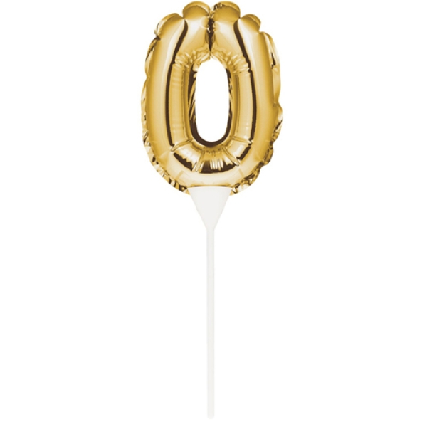 Ballon-Topper "Zahl 0", Gold, 13 cm