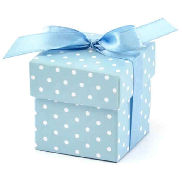 Mini-Geschenkboxen Blau mit Punkten