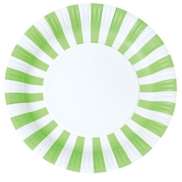 Paper Eskimo Teller "Grüne Streifen", 12 Stück, 23 cm