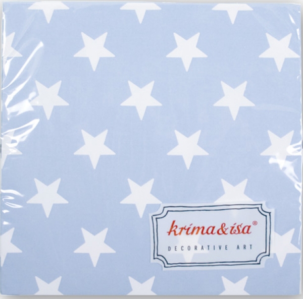 Krima Isa Papierservietten Sterne, blau 33 x 33 cm