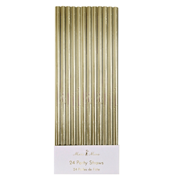 Meri Meri Papierstrohhalme Gold, 24 Stück, 20 cm
