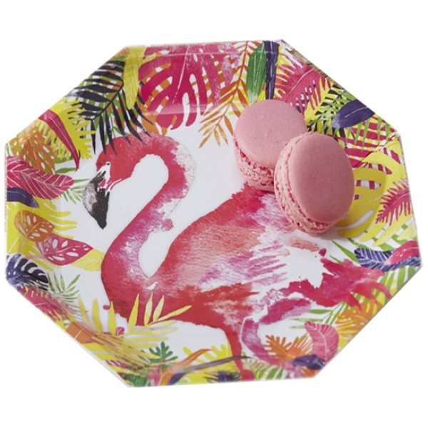 Partyteller "Flamingo", 8 Stück, 25 cm