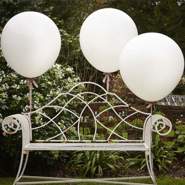 Riesenluftballons Weiß, 3 Stück, 90 cm