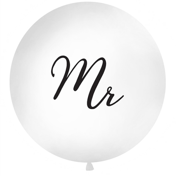 Riesenballon "Mr", Weiß, 100 cm 