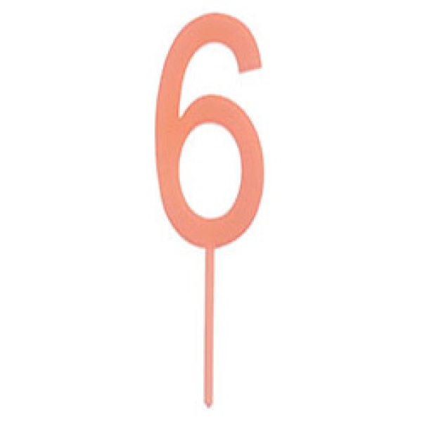 Meri Meri Torten Picker "Nummer 6", Babypink, 11 cm