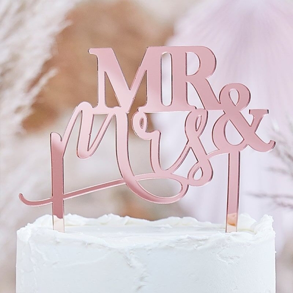 Tortendeko "Mr & Mrs" aus Acryl, 15 cm