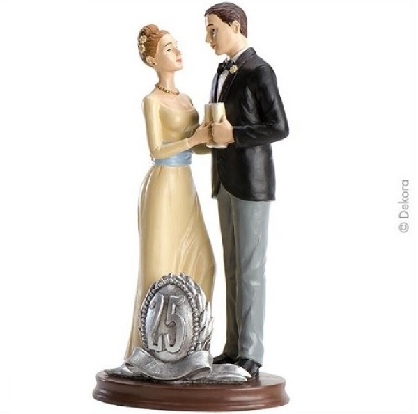 Tortendekoration Figur Brautpaar Silberne Hochzeit, ca 19 cm