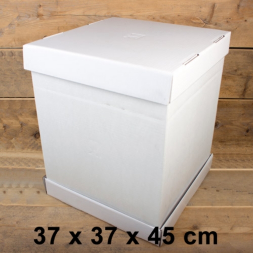 Tortenkarton mit Deckel, 37 x 37 x 45 cm, weiß