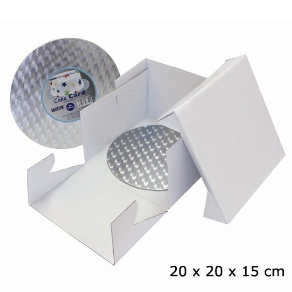 PME Tortenkarton inkl. Scheibe (3 mm) 20 x 20 x 15 cm