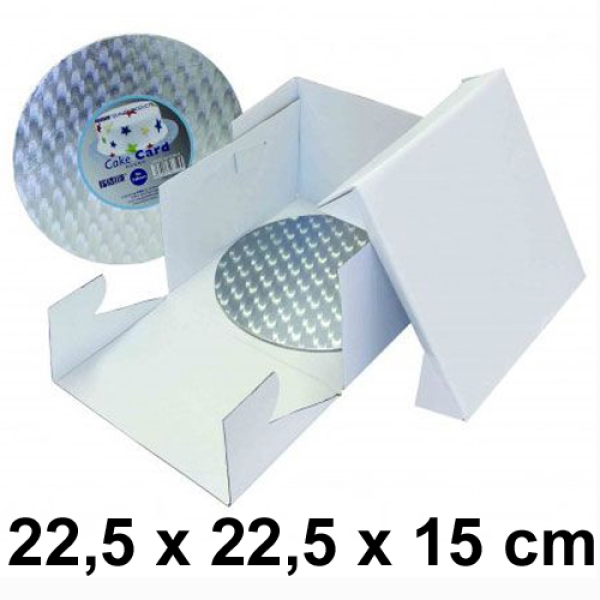 PME Tortenkarton inkl. Scheibe (3 mm) 22 x 22 x 15 cm