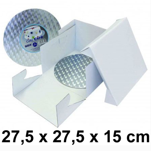 PME Tortenkarton inkl. Scheibe (3 mm) 27 x 27 x 15 cm