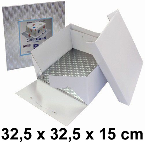 Tortenkarton inkl. Scheibe (3 mm) quadratisch, 33 x 33 cm