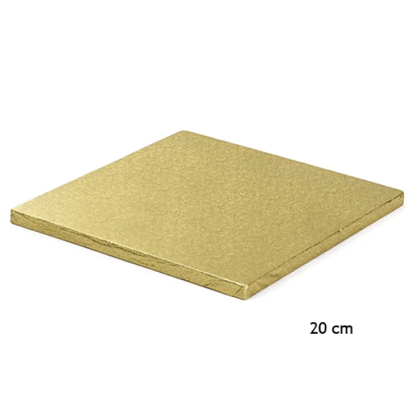 Cake Board, Gold, Quadrat, 20 cm, ~1,2 cm dick