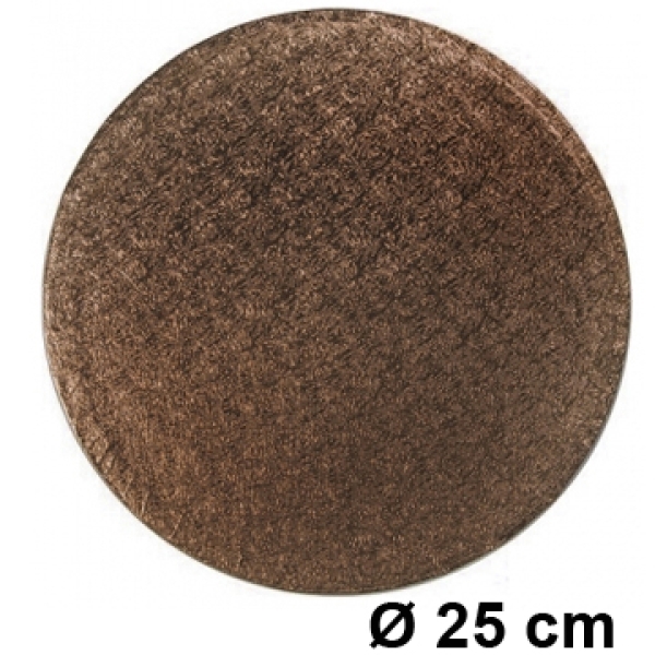 Cake Board, Bronze, Rund, 25 cm, ~1,2 cm dick