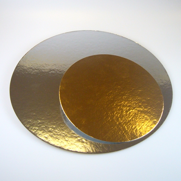 Tortenscheibe, 20 cm, Rund, Gold/Silber (beidseitig), 3 Stck, 3~4 mm dick, Tortenunterlage