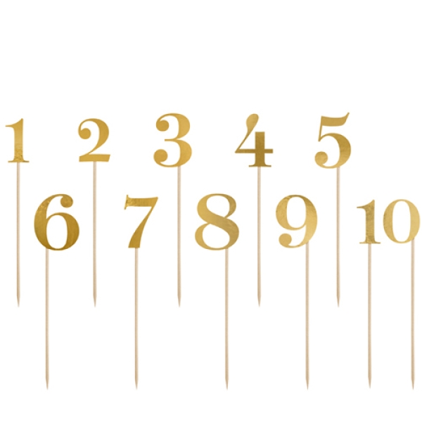 Picker "Zahlen", Gold, 1-10, 25,5 cm