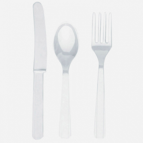 Besteck-Set "Weiß", 8 Messer, Gabeln und Löffel | MEINCUPCAKE Shop