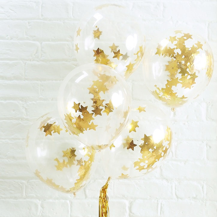 Luftballons "Stern Konfetti", 5 Stück, 30 cm | MEINCUPCAKE Shop