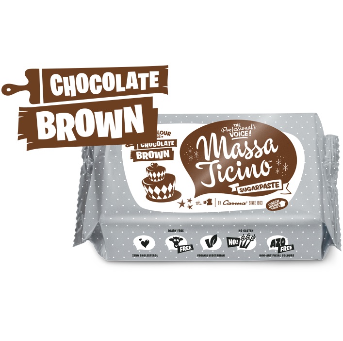 MTT Massa Ticino Tropic Fondant Ausrollfondant Chocolate Brown, 250 g |  MEINCUPCAKE Shop